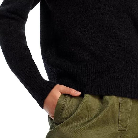 Aqua Black Cashmere Long Sleeve Polo Sweater Size M NWT - Picture 4 of 6